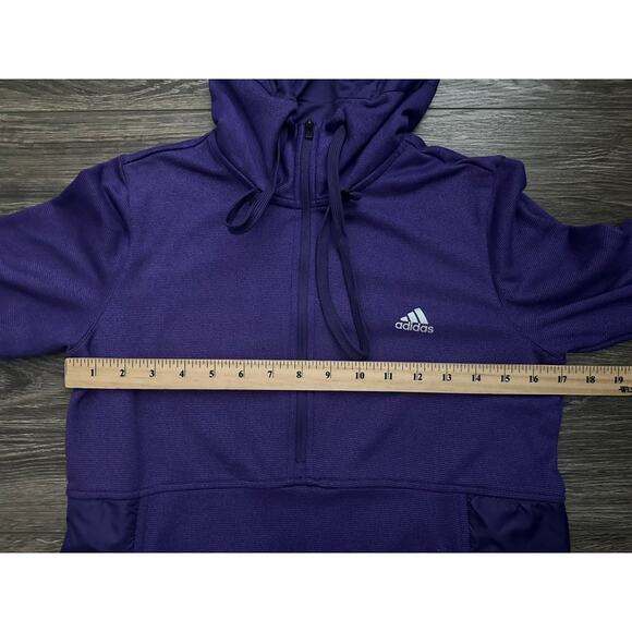 Adidas Sweatshirt Purple Hooded 1/2 Zip Pullover Nylon Panel Womens Size M - Picture 3 of 7